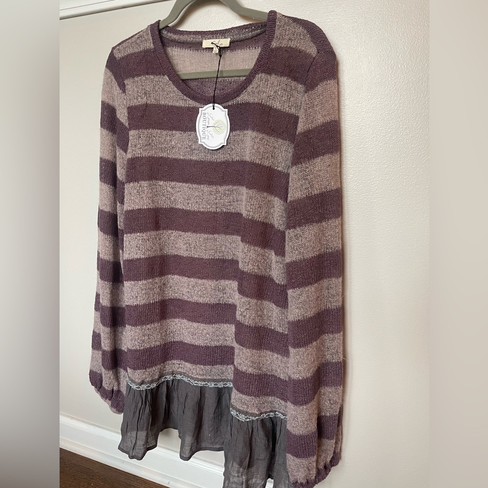 Nwt Easel oversized lightweight ruffle sweater tunic L